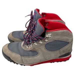 Danner Women's Jag Waterproof Hiking Boot in a grey and red colorway - US 10